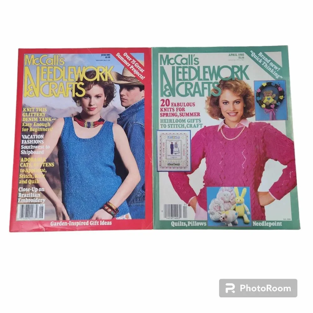 Lot of 2 Vintage McCall's Needlework & Crafts Magazines Knit Crochet Sewing
